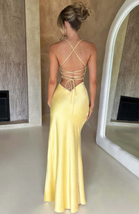 Women's Elegant Strappy High Split Maxi Dress - front