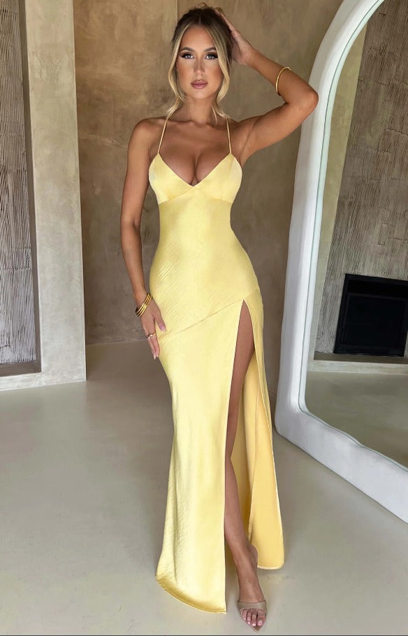 Women's Elegant Strappy High Split Maxi Dress - hero