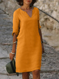 Women's Elegant V-Neck 3/4 Sleeve Dress - side