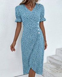 Women's Floral Bloom V-Neck Midi Dress - angle