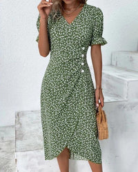 Women's Floral Bloom V-Neck Midi Dress - hero