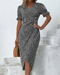 Women's Floral Bloom V-Neck Midi Dress - look