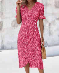 Women's Floral Bloom V-Neck Midi Dress - side