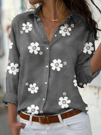 Women's Floral Blouse | Button Front - front