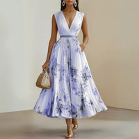 Women's Floral Midi Dress | Flowy Sleeveless - lifestyle