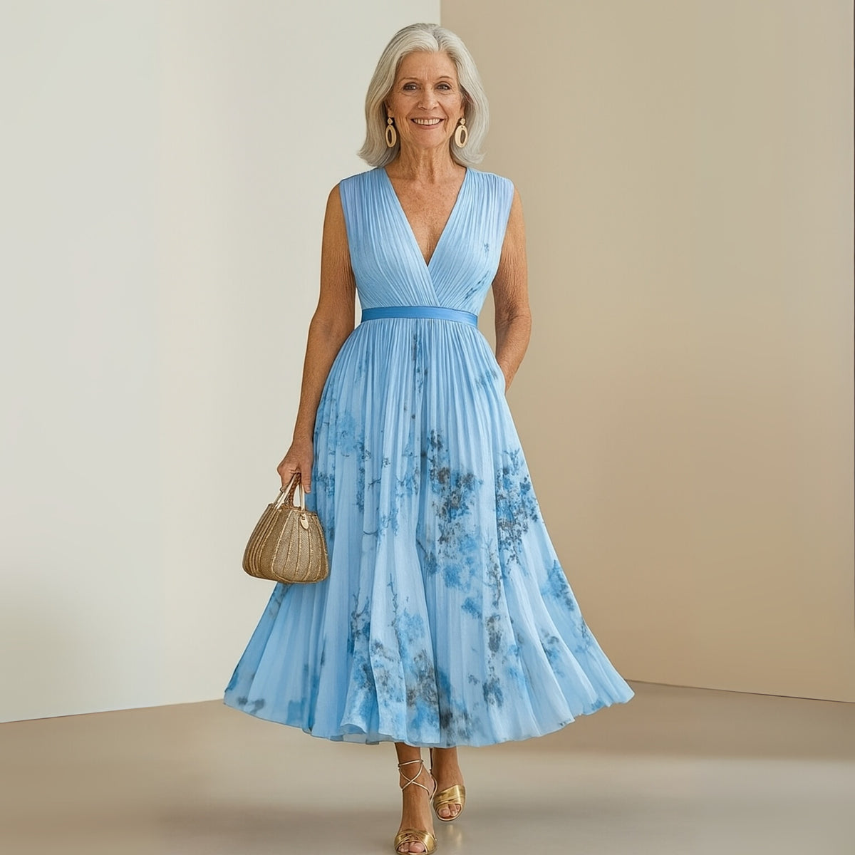 Women's Floral Midi Dress | Flowy Sleeveless - look