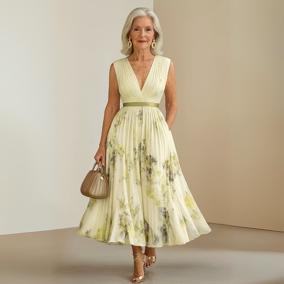Women's Floral Midi Dress | Flowy Sleeveless - look