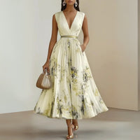 Women's Floral Midi Dress | Flowy Sleeveless - side