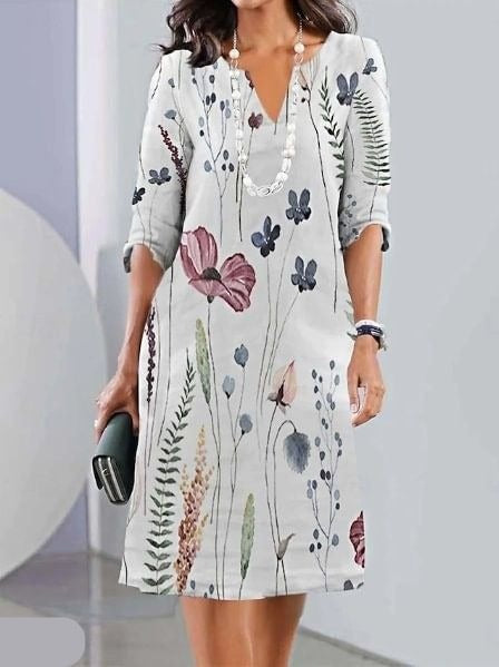 Women's Floral Print Double Tunic Dress - side