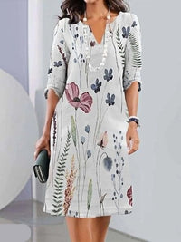 Women's Floral Print Double Tunic Dress - side