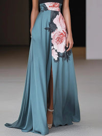 Women's Floral Sleeveless Halter Neck Maxi Dress - back