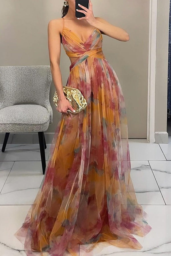 Women's Floral Strappy Maxi Dress - detail