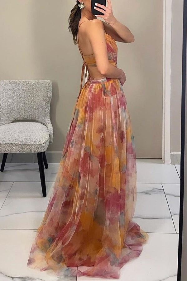 Women's Floral Strappy Maxi Dress - lifestyle