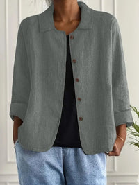 Women's Light Button Front Top | 3/4 Sleeve - detail