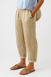 Women's Linen Stylish Trousers | Cropped Side Pockets - hero