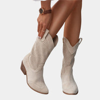 Women's Mid Calf Cowboy Comfort Boots - close-up
