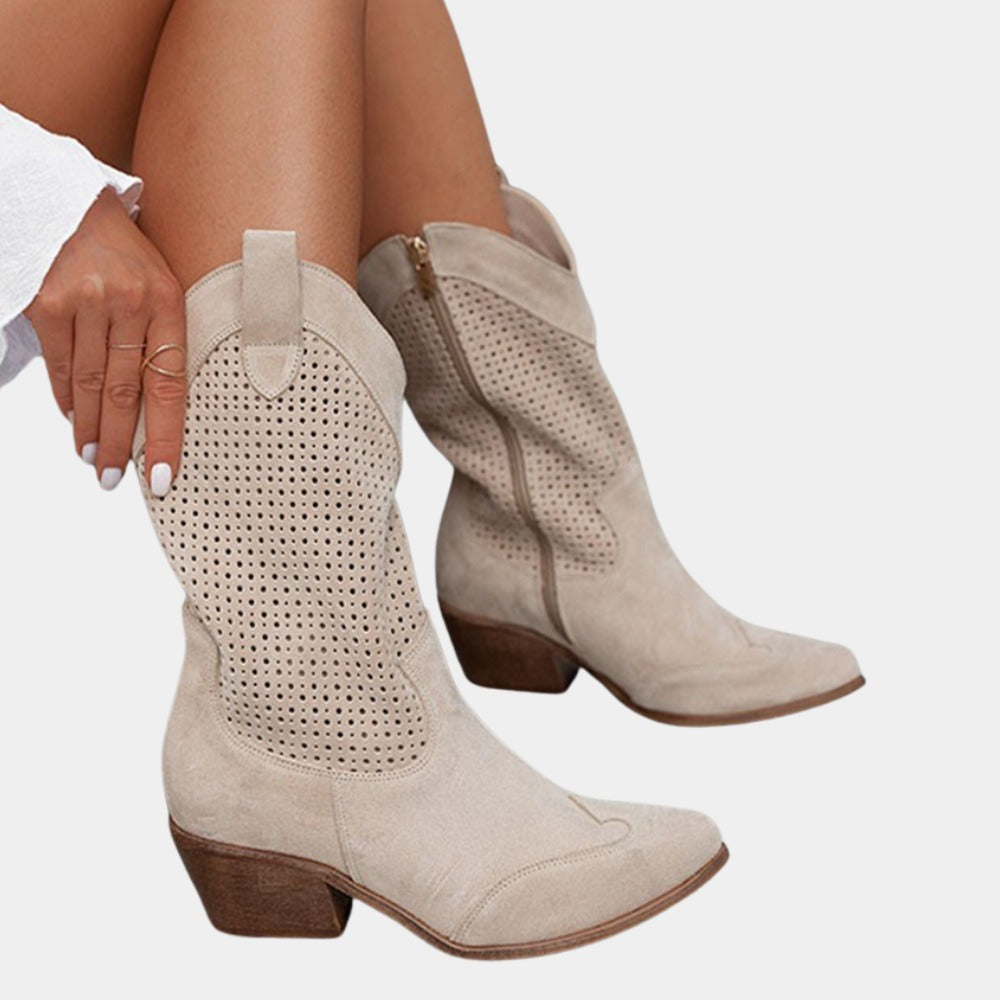 Women's Mid Calf Cowboy Comfort Boots - lifestyle