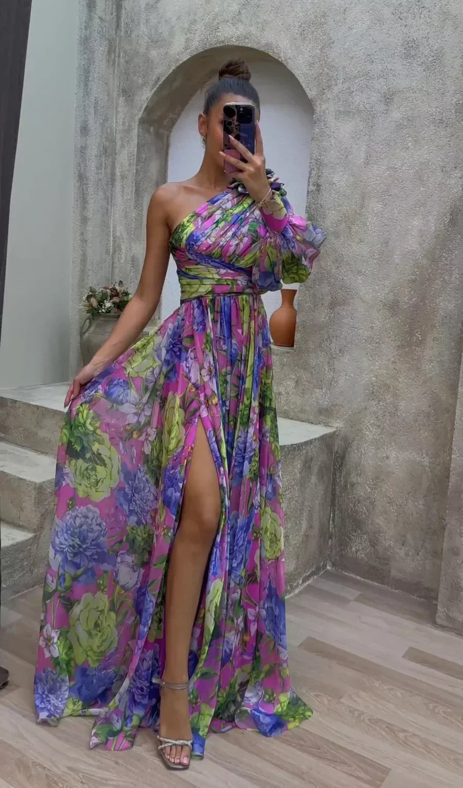 Women's One Shoulder Maxi Dress | Elegant Flowy - hero