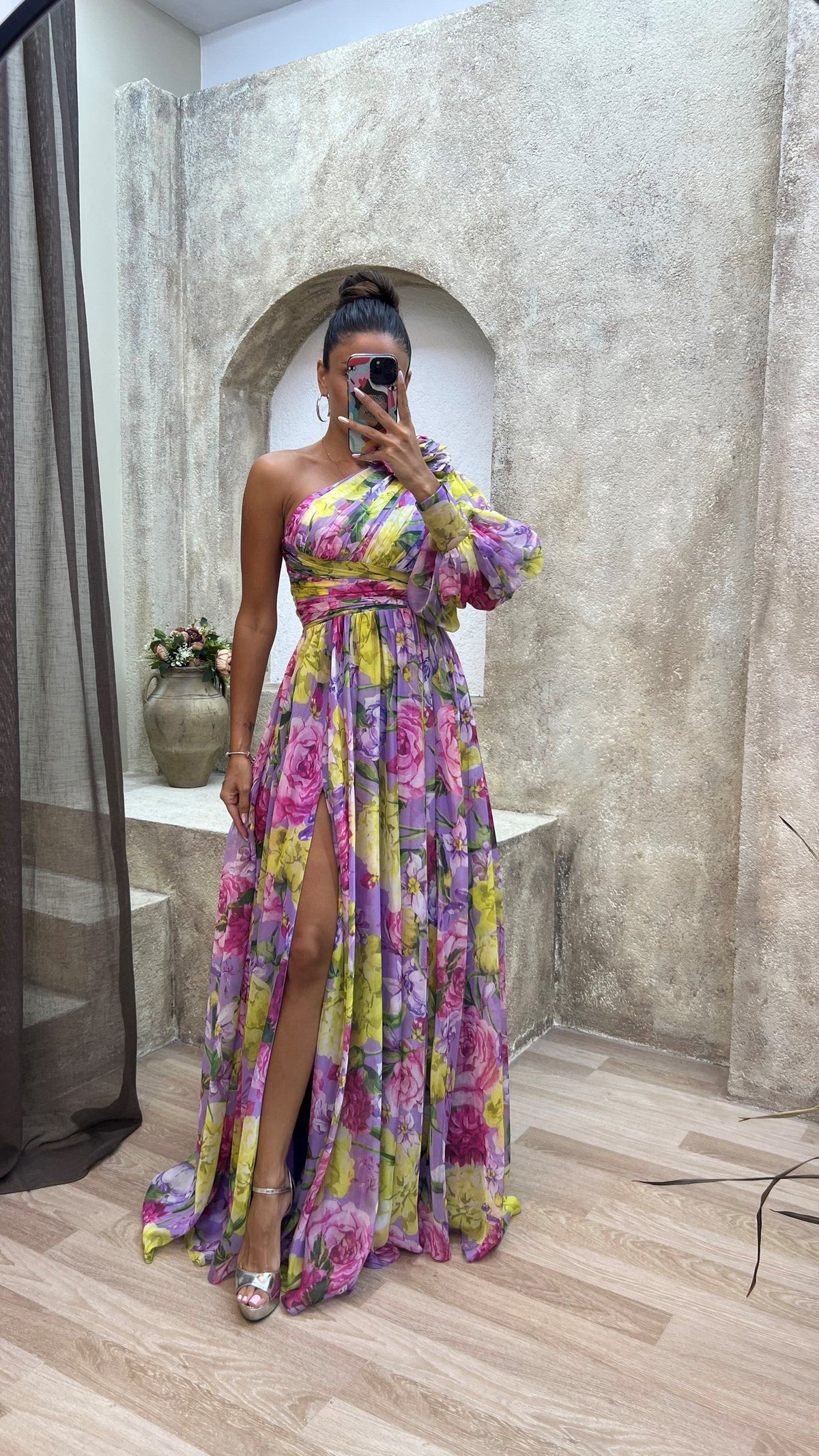 Women's One Shoulder Maxi Dress | Elegant Flowy - lifestyle
