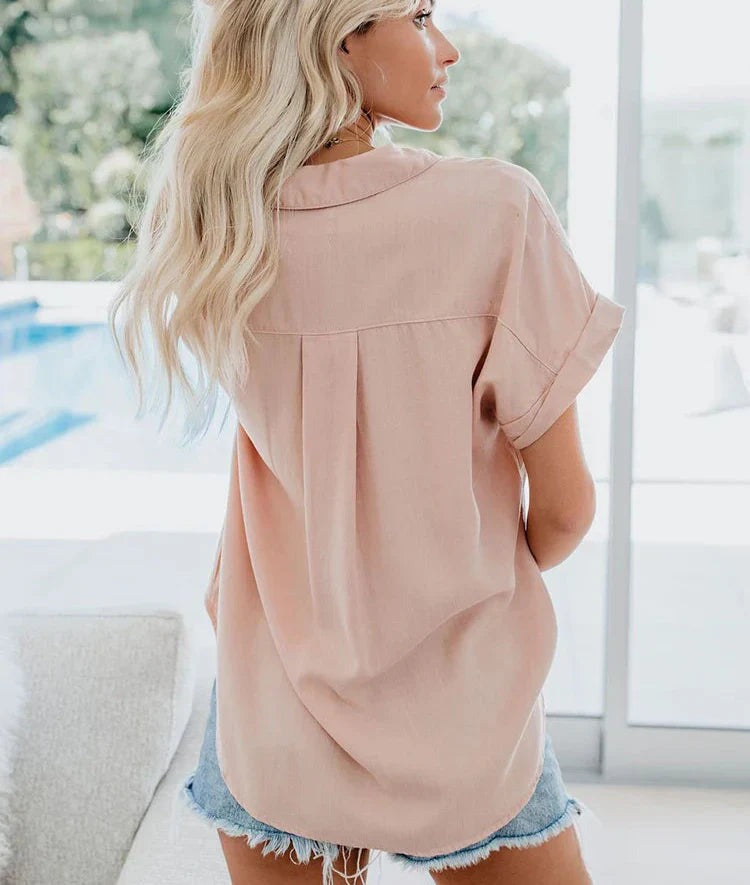 Women's Relaxed Casual Blouse | Short Sleeve - back