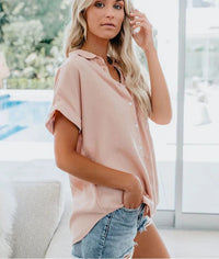Women's Relaxed Casual Blouse | Short Sleeve - front