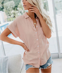 Women's Relaxed Casual Blouse | Short Sleeve - side