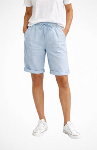 Women's Relaxed Fit Linen Capri Trousers | Rolled Hem Everyday - front
