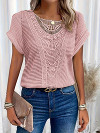 Women's Round Neck Lace Trim Top - detail