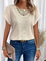Women's Round Neck Lace Trim Top