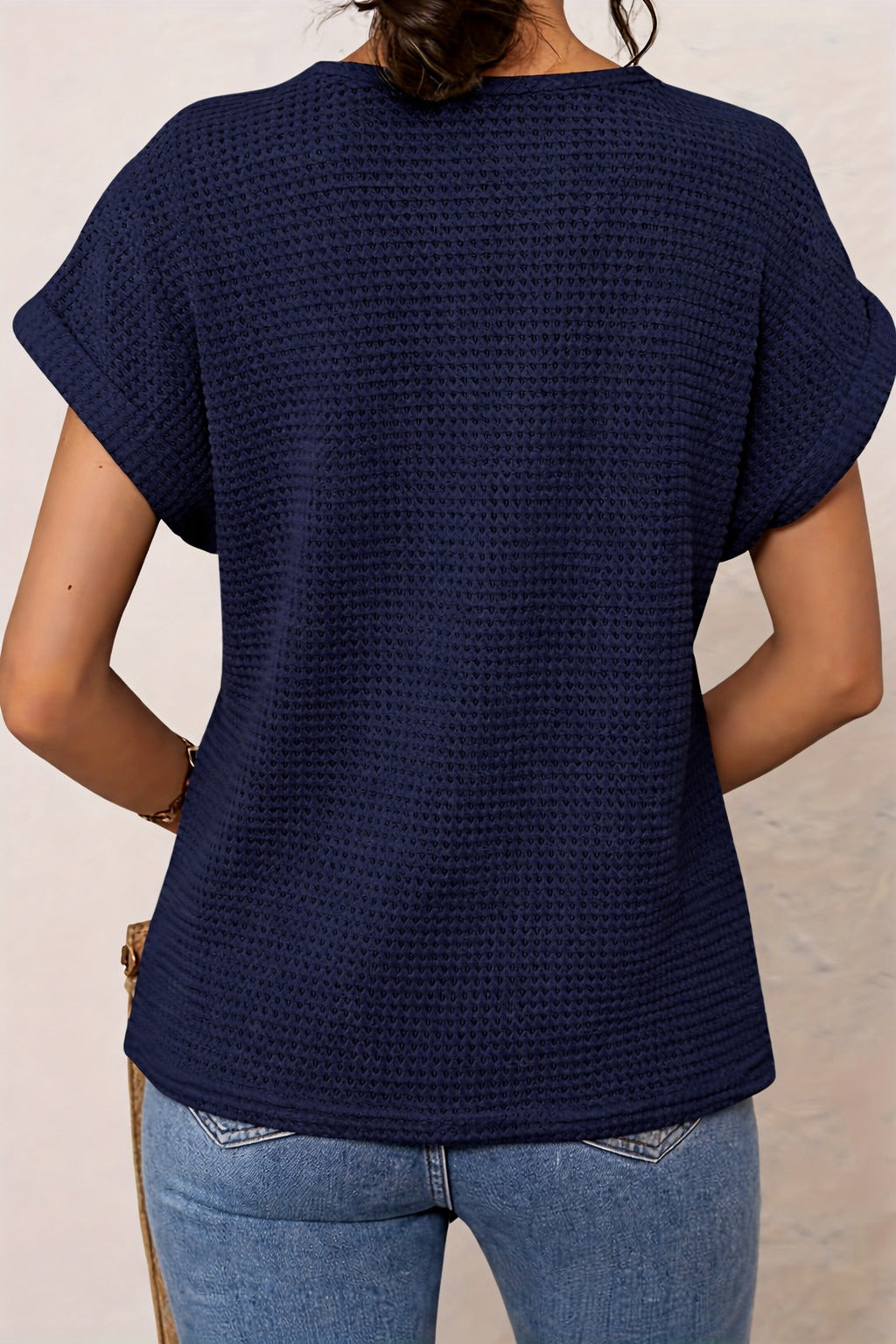 Women's Round Neck Lace Trim Top - look