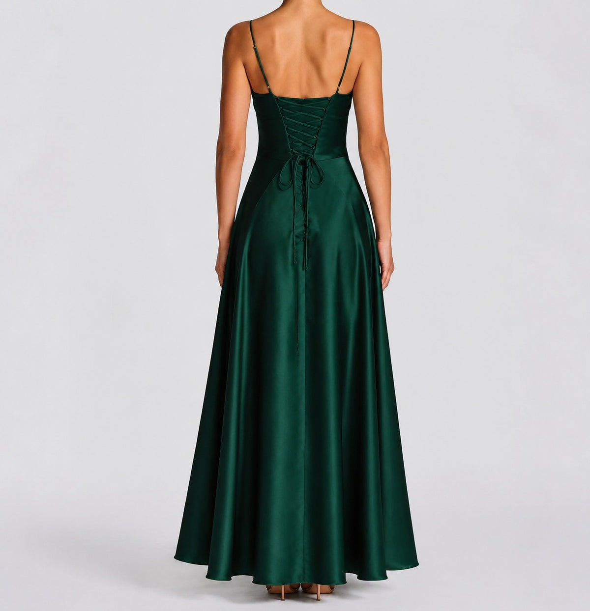 Women's Satin Sweetheart Maxi Dress | Wedding Guest Strapless Fit - back