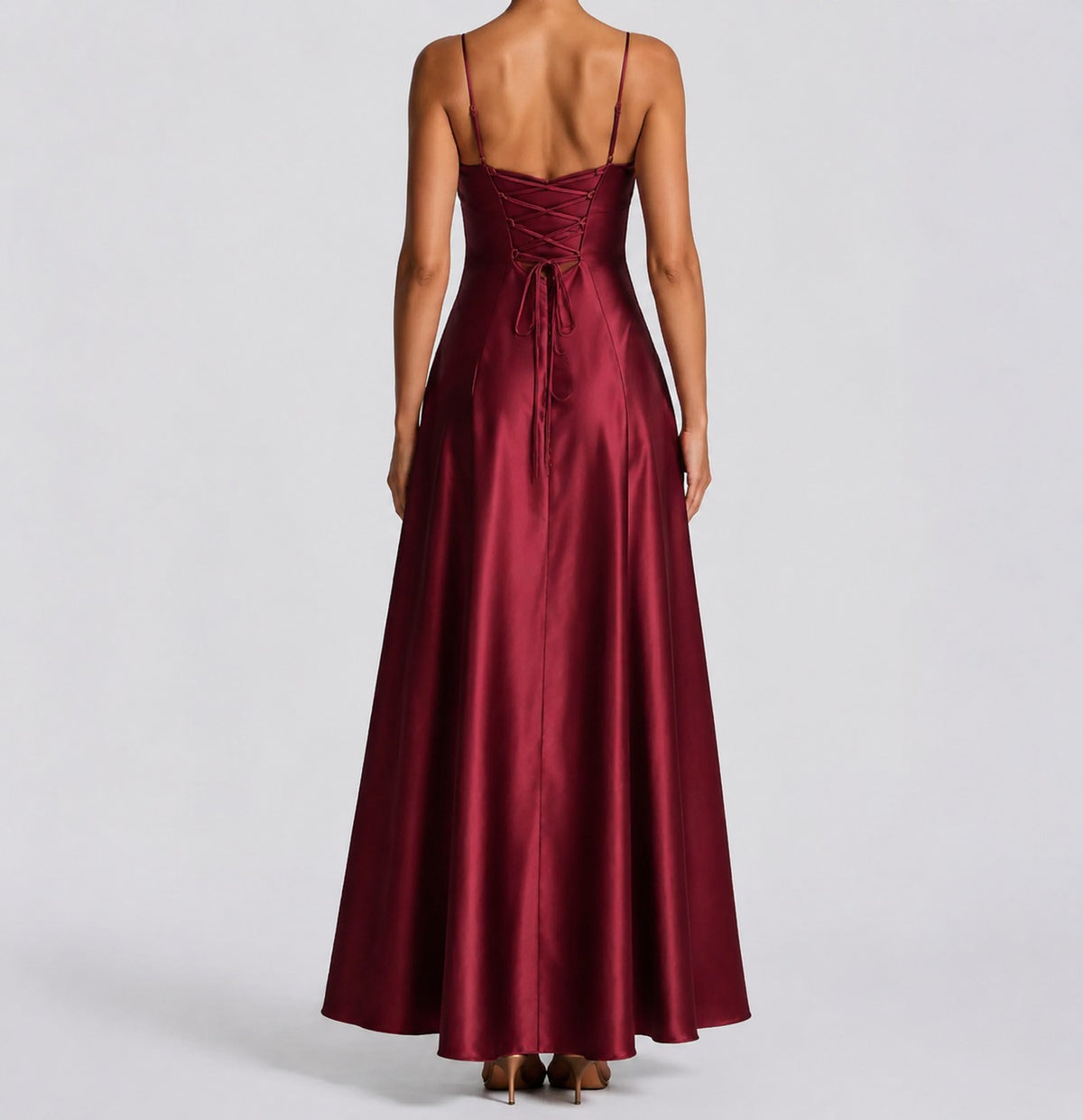 Women's Satin Sweetheart Maxi Dress | Wedding Guest Strapless Fit - lifestyle