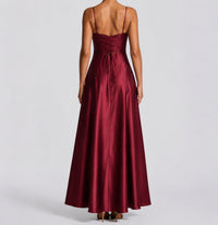 Women's Satin Sweetheart Maxi Dress | Wedding Guest Strapless Fit - lifestyle