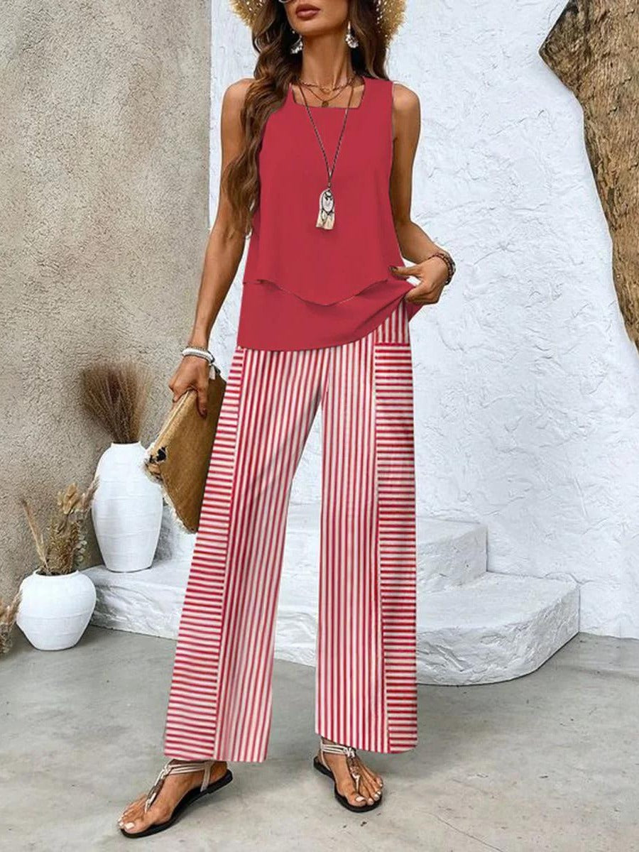 Women's Sleeveless Co-Ord Set | Wide Leg Two-Piece - side