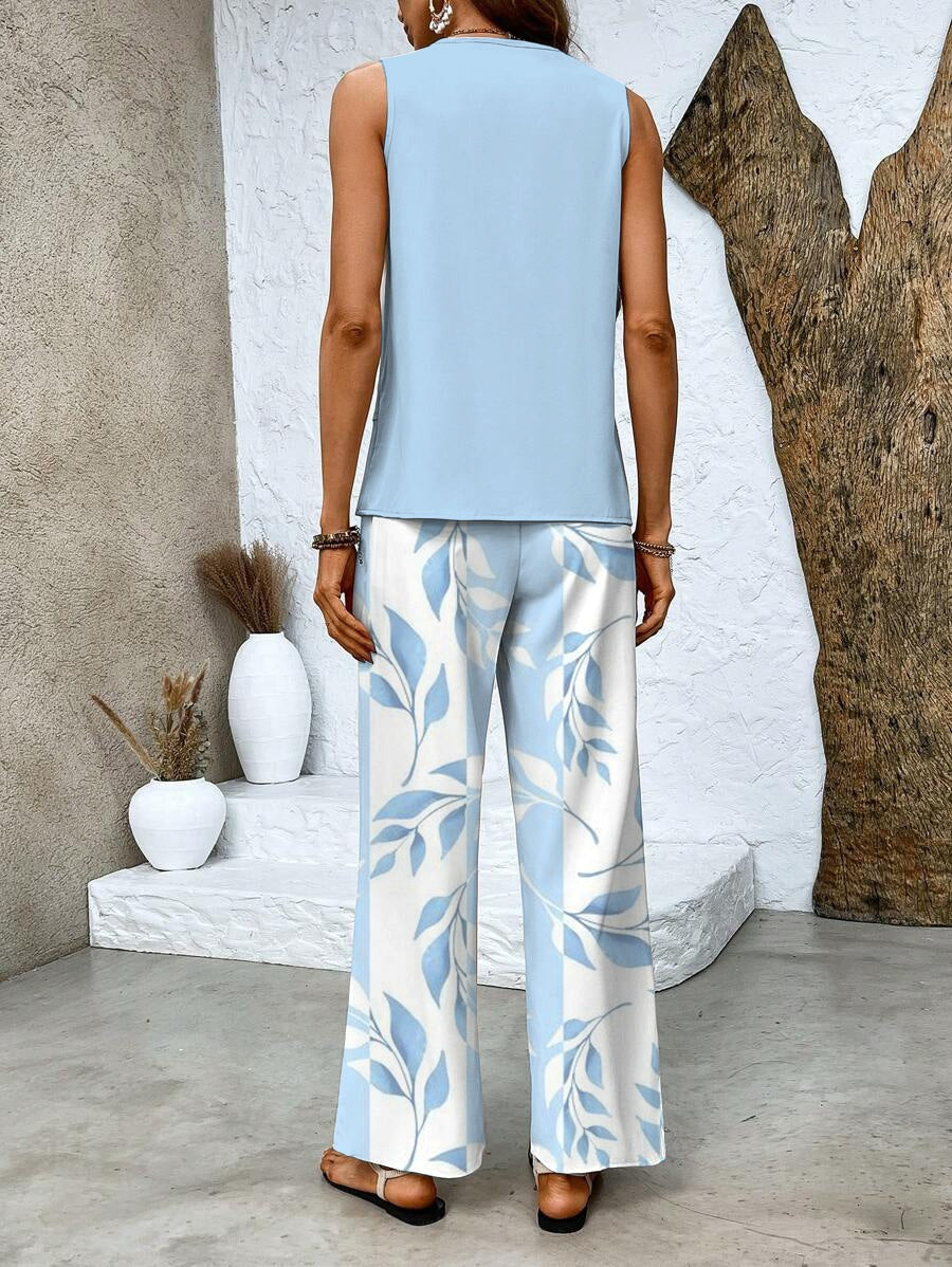 Women's Sleeveless Co-Ord Set | Wide Leg Two-Piece - view