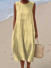 Women's Sleeveless Textured Midi Dress - close-up