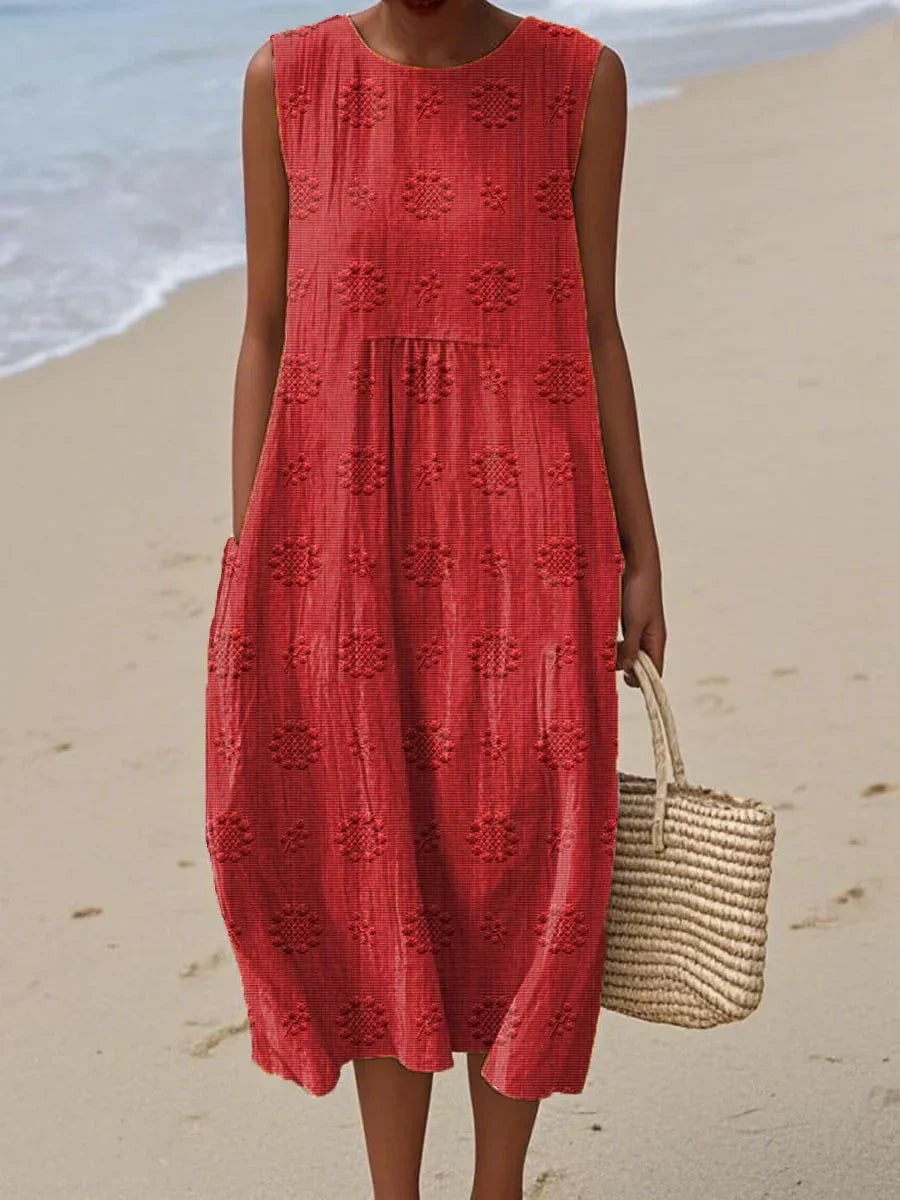 Women's Sleeveless Textured Midi Dress - detail
