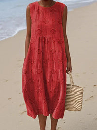 Women's Sleeveless Textured Midi Dress - detail