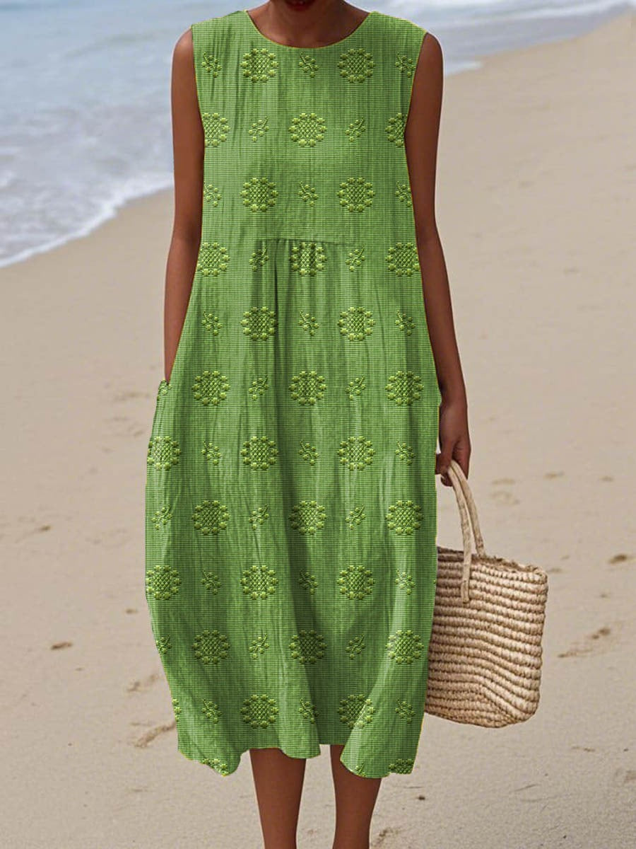 Women's Sleeveless Textured Midi Dress - hero