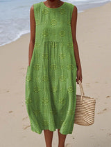 Women's Sleeveless Textured Midi Dress
