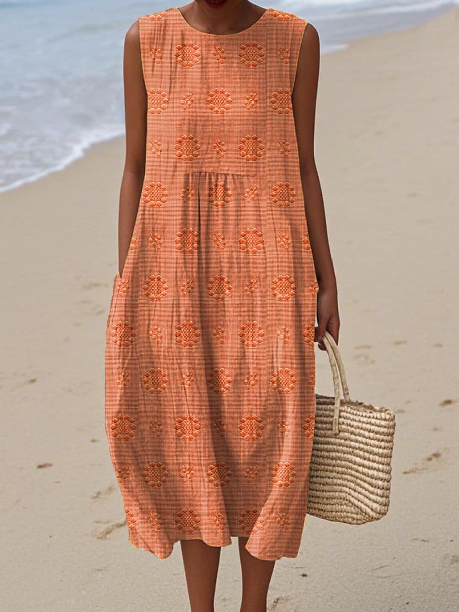 Women's Sleeveless Textured Midi Dress - lifestyle