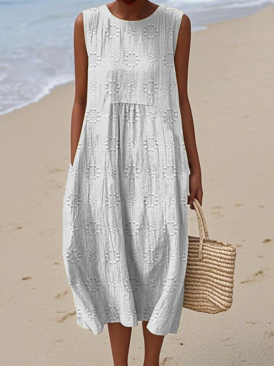 Women's Sleeveless Textured Midi Dress - side