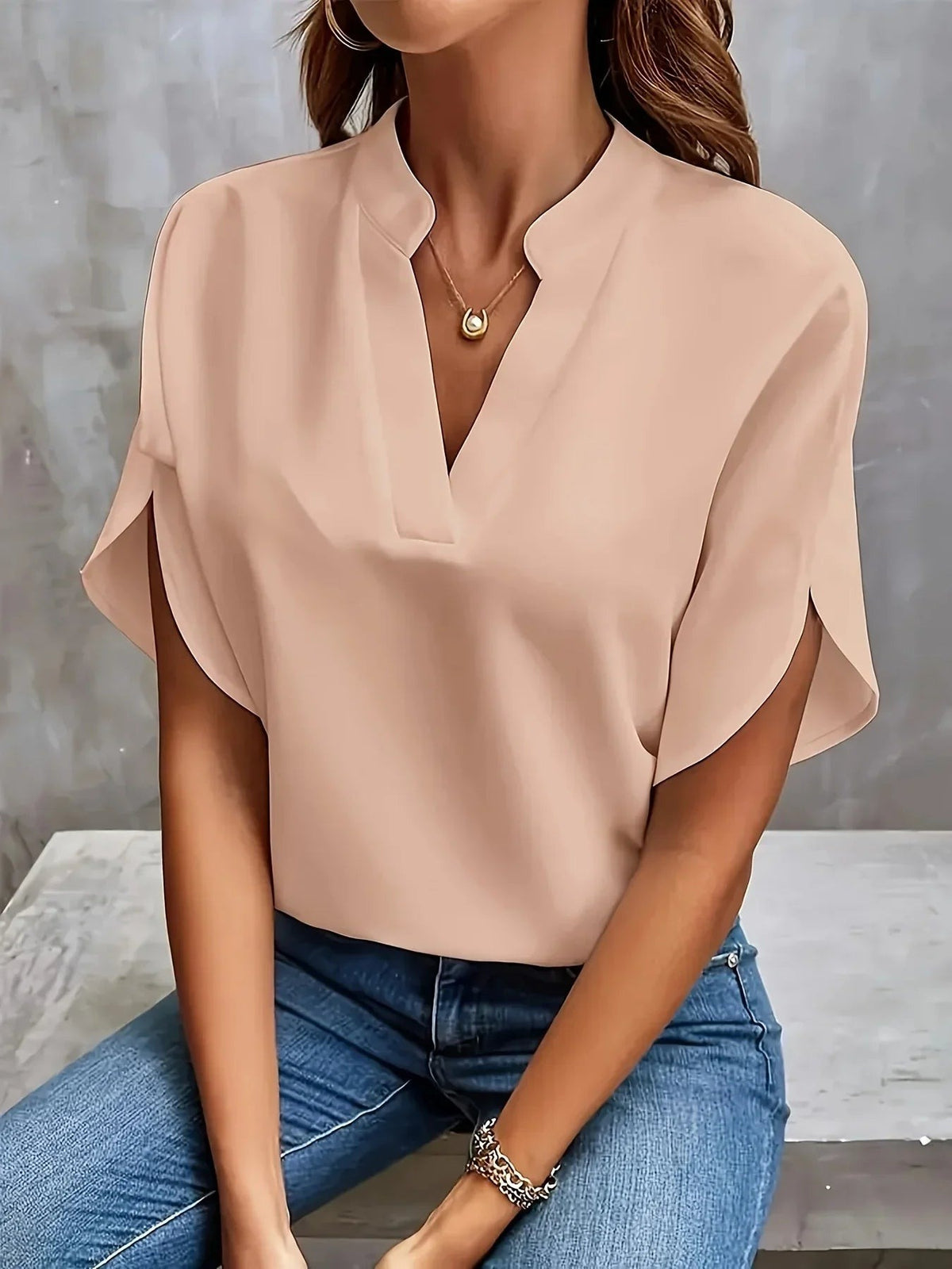 Women's Sophisticated V-Neck Blouse - lifestyle