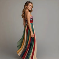 Women's Strapless Pleated Holiday Glam Maxi Dress - back