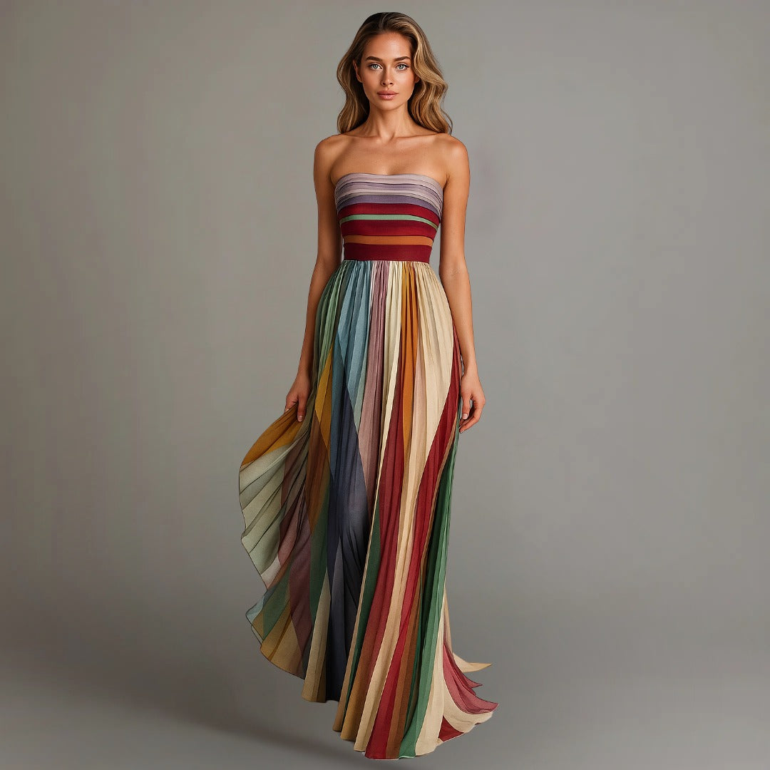 Women's Strapless Pleated Holiday Glam Maxi Dress - hero