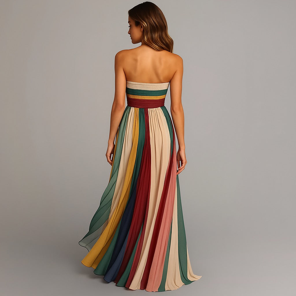 Women's Strapless Pleated Holiday Glam Maxi Dress - side