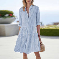 Women's Striped Button Front Dress - detail