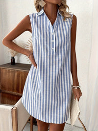 Women's Striped Shirt Dress | Sleeveless - front