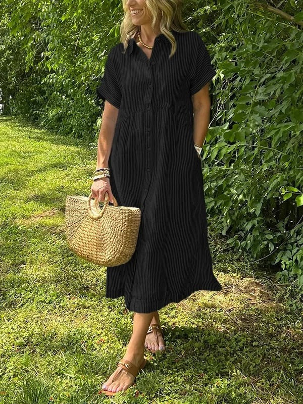 Women's Striped Shirt Midi Dress - back