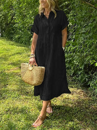 Women's Striped Shirt Midi Dress - back